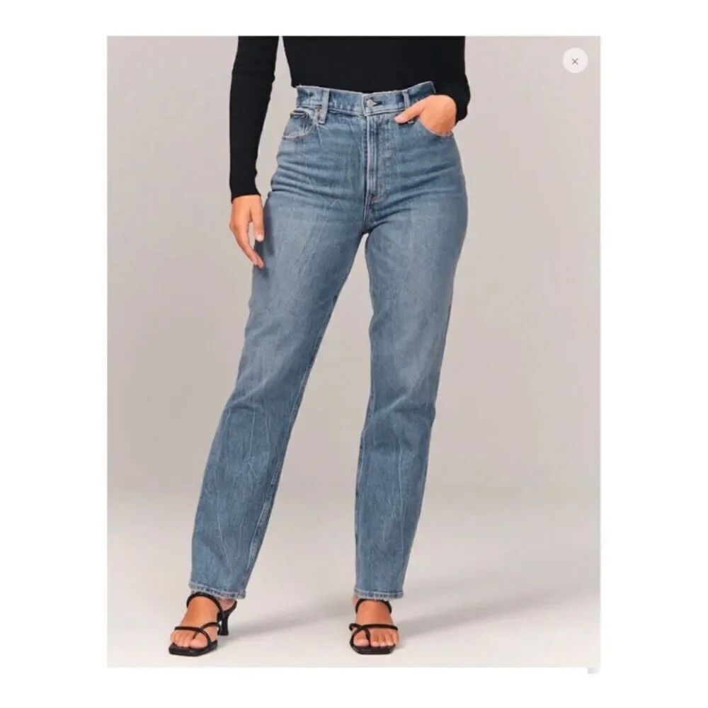 Abercrombie & Fitch The ‘90s Slim Straight Ultra High Rise Jeans, Size 2 Curve L